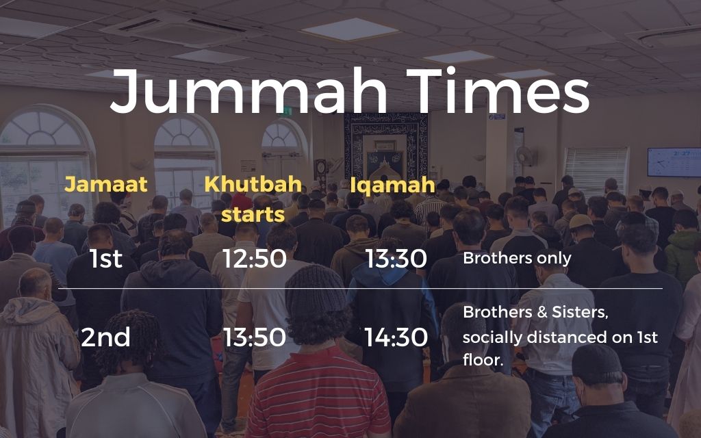 New Jummah times from 1 Oct